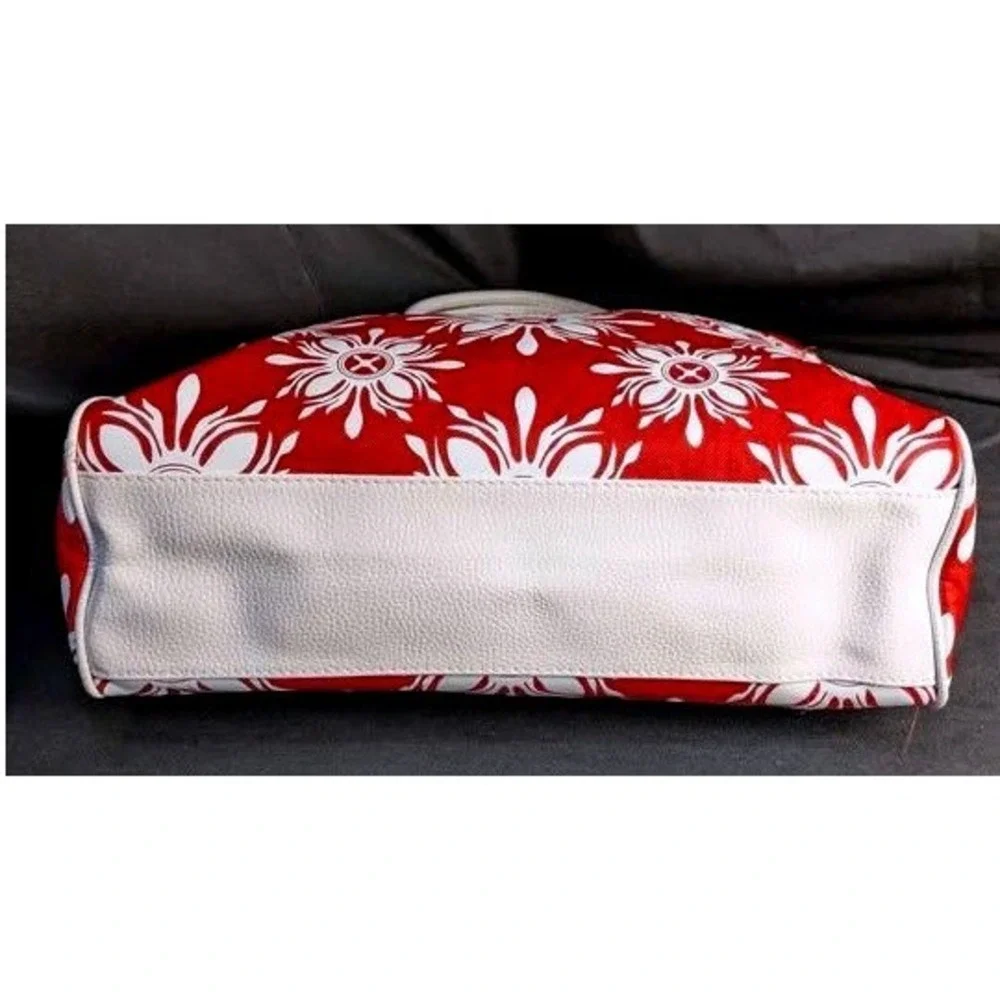 NWOT ~ Lancome Cherry Red & White Sunburst Floral Canvas Tote Bag ~ Beach Summer
